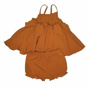 Oh Shana! Burnt Orange Bow Dress And Bloomers Size 2/3